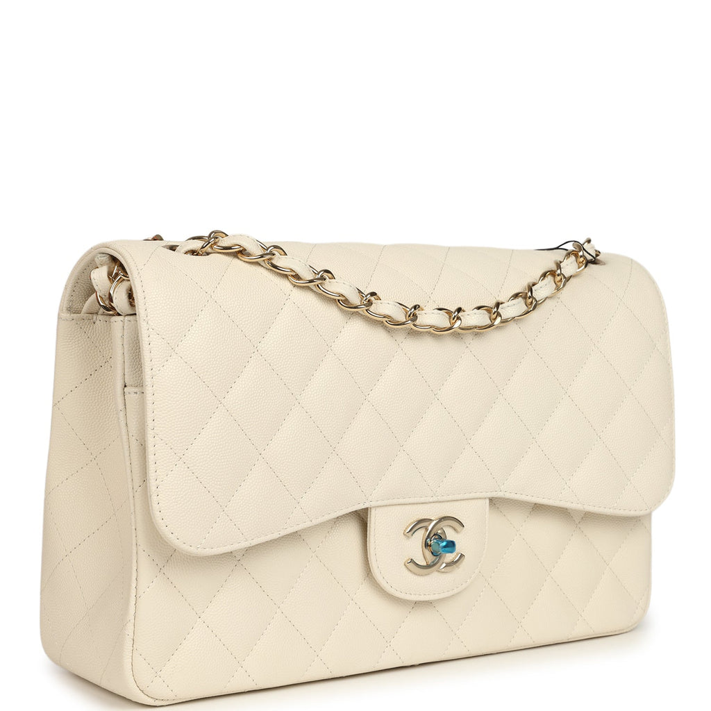Jumbo Classic Double Flap Bag Cream Caviar Gold Hardware