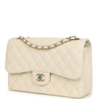 Jumbo Classic Double Flap Bag Cream Caviar Gold Hardware
