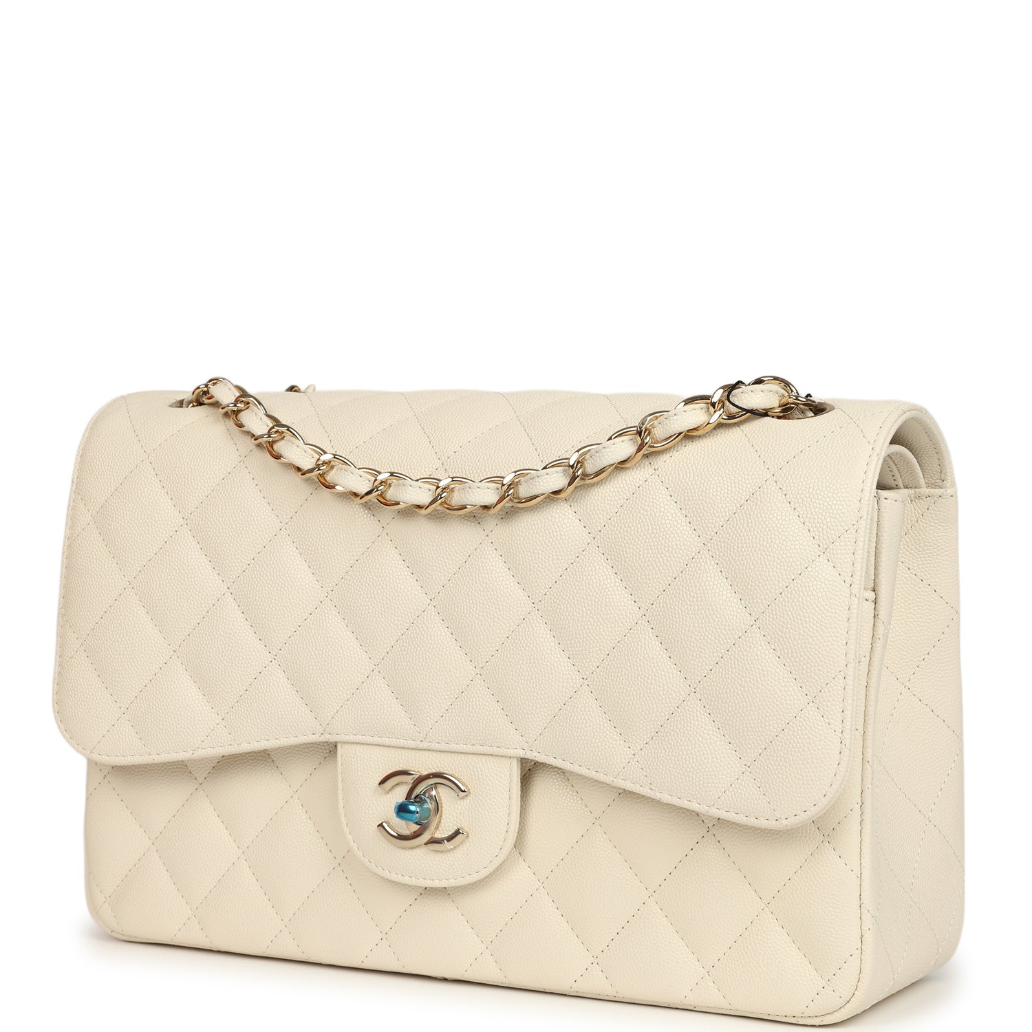 Jumbo Classic Double Flap Bag Cream Caviar Gold Hardware