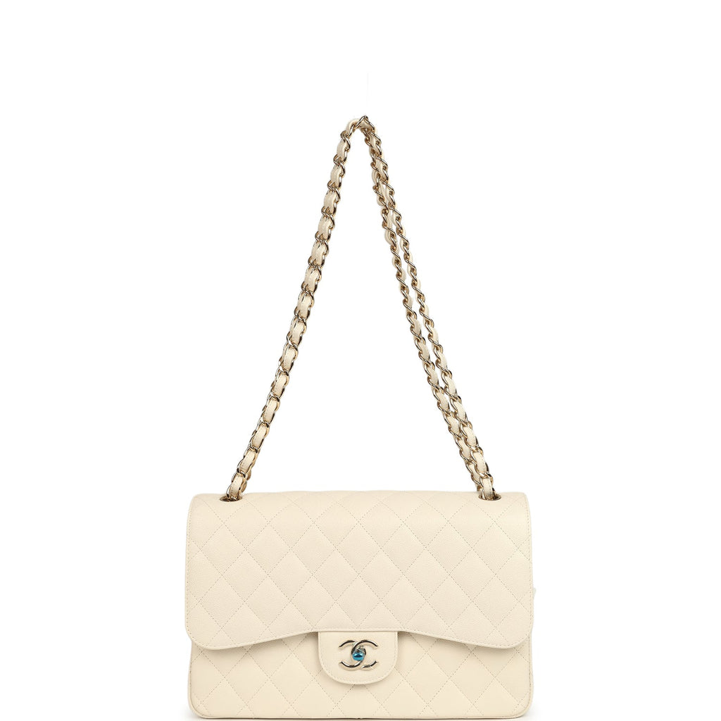 Jumbo Classic Double Flap Bag Cream Caviar Gold Hardware