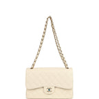 Jumbo Classic Double Flap Bag Cream Caviar Gold Hardware