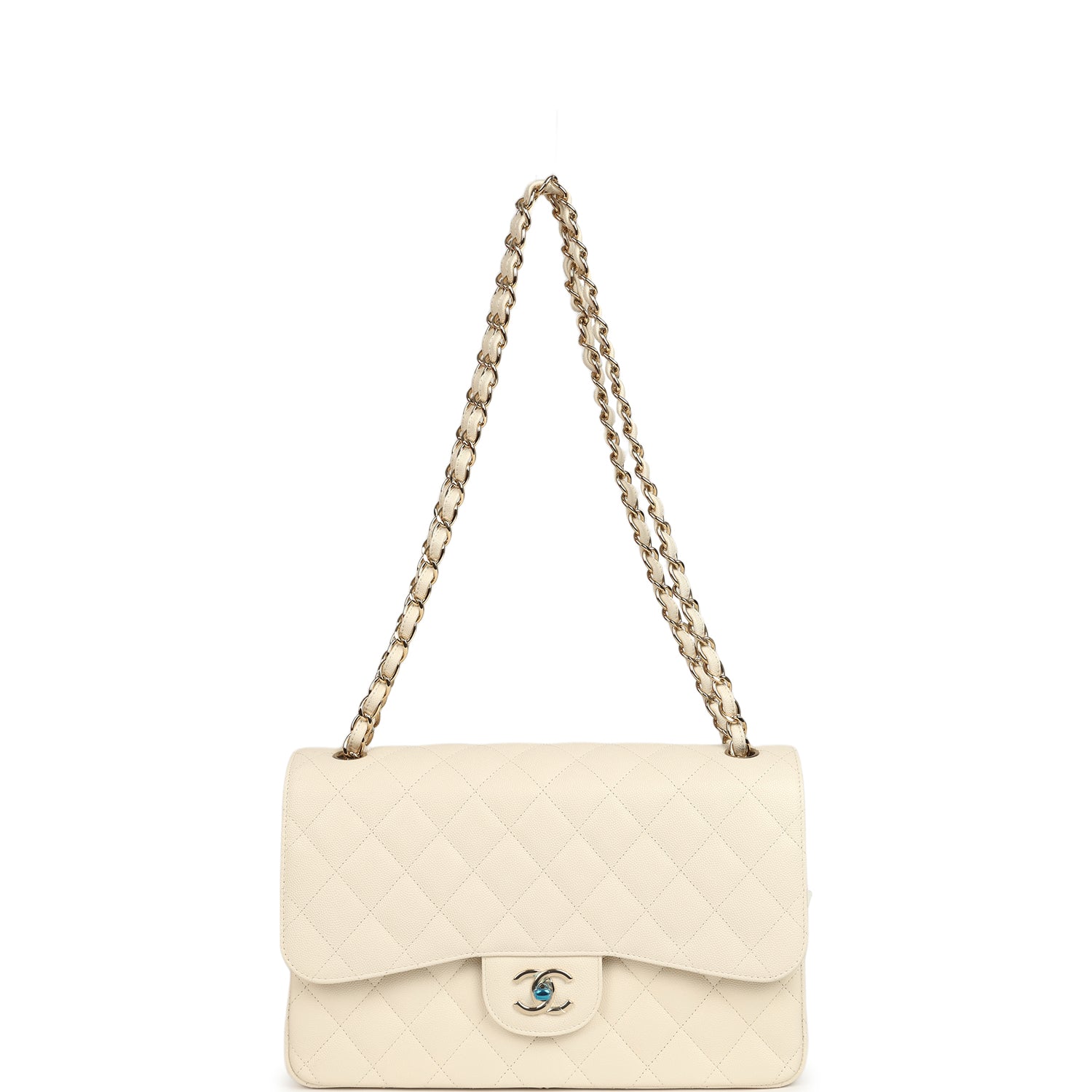 Jumbo Classic Double Flap Bag Cream Caviar Gold Hardware