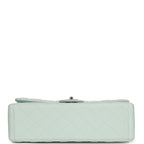 Maxi Classic Double Flap Bag Light Blue Shiny Caviar Silver Hardware