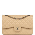 Jumbo Classic Double Flap Bag Light Beige Caviar Silver Hardware