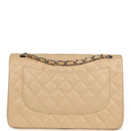 Jumbo Classic Double Flap Bag Light Beige Caviar Silver Hardware