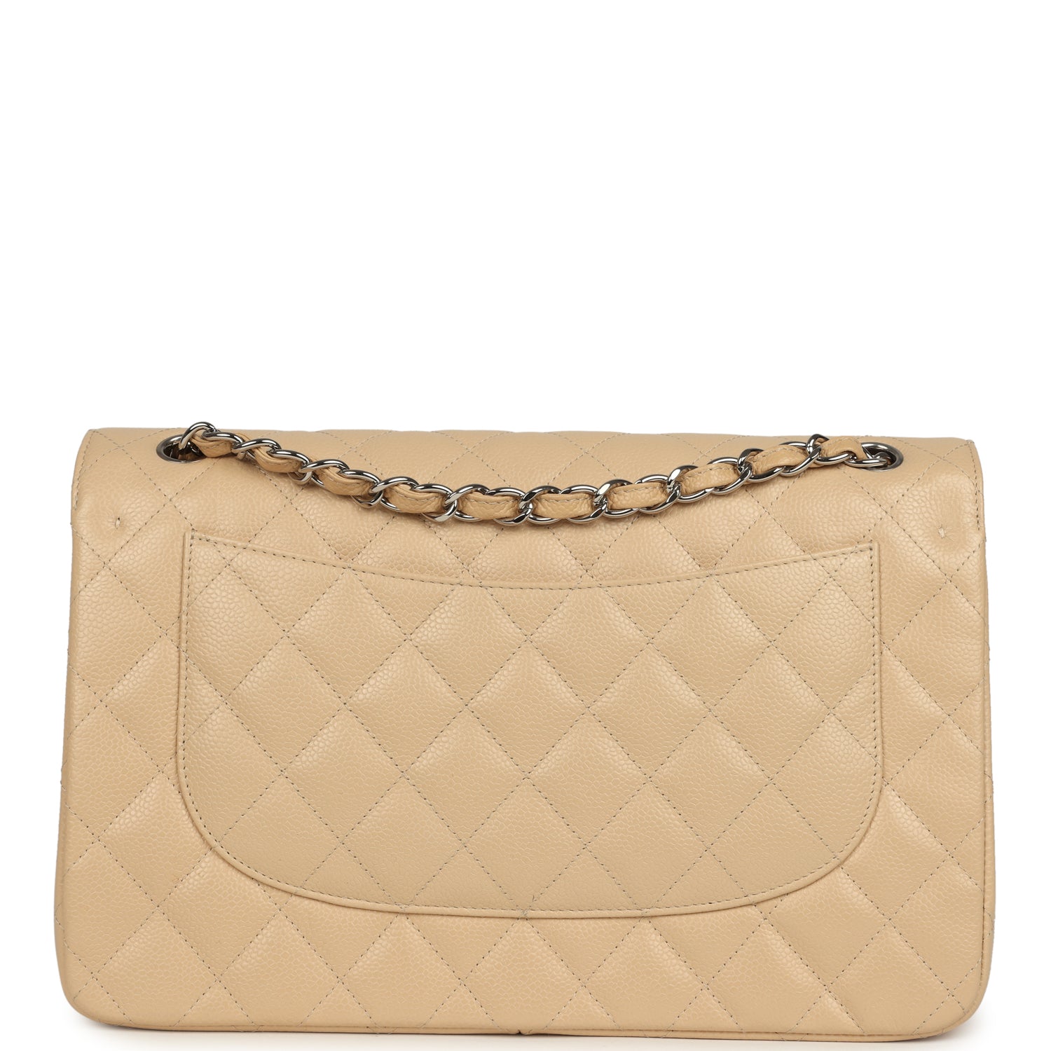 Jumbo Classic Double Flap Bag Light Beige Caviar Silver Hardware