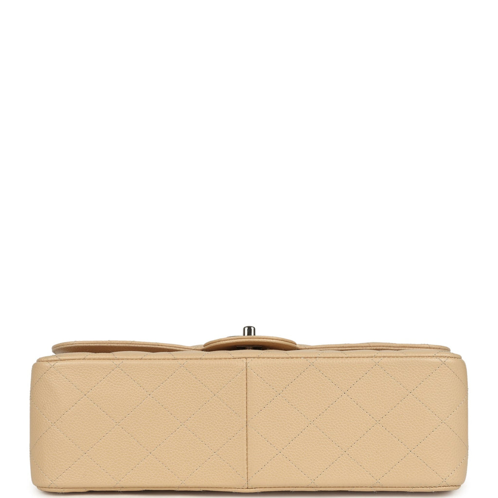 Jumbo Classic Double Flap Bag Light Beige Caviar Silver Hardware