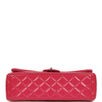 Maxi Classic Double Flap Bag Dark Pink Patent Silver Hardware