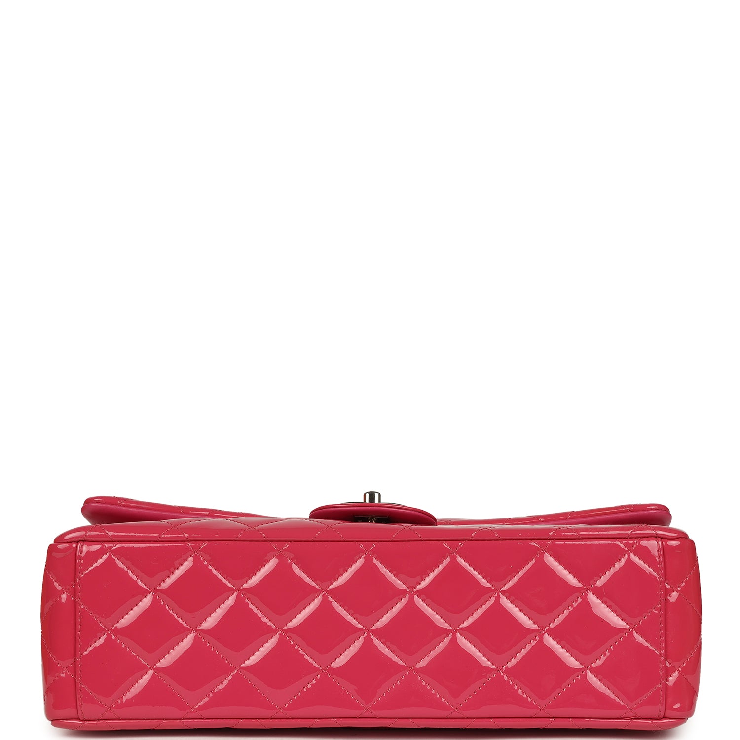 Maxi Classic Double Flap Bag Dark Pink Patent Silver Hardware