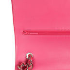 Maxi Classic Double Flap Bag Dark Pink Patent Silver Hardware