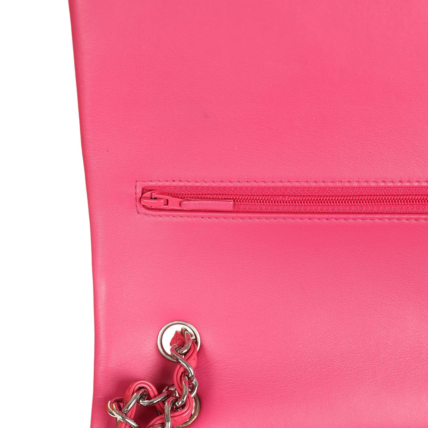 Maxi Classic Double Flap Bag Dark Pink Patent Silver Hardware