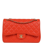 Jumbo Classic Double Flap Bag Dark Orange Shiny Caviar Light Gold Hardware