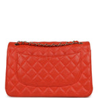 Jumbo Classic Double Flap Bag Dark Orange Shiny Caviar Light Gold Hardware