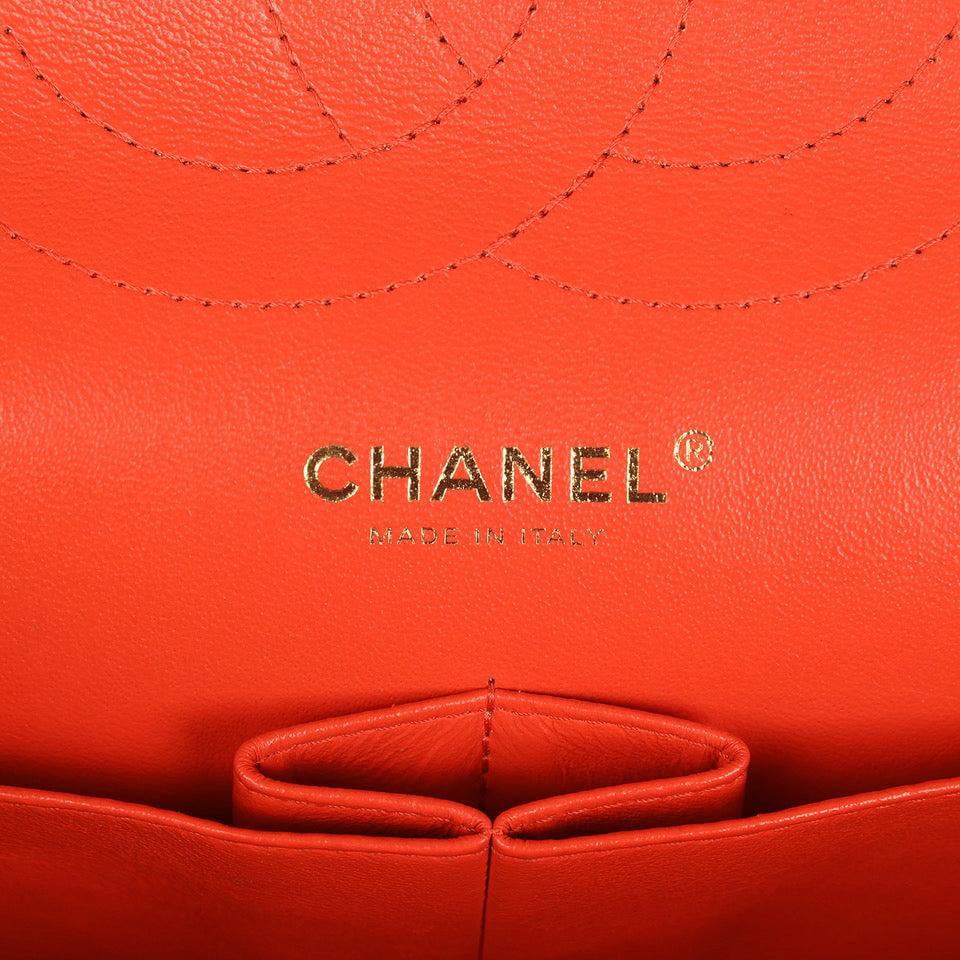 Jumbo Classic Double Flap Bag Dark Orange Shiny Caviar Light Gold Hardware