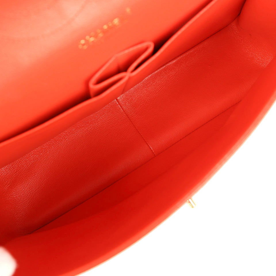 Jumbo Classic Double Flap Bag Dark Orange Shiny Caviar Light Gold Hardware