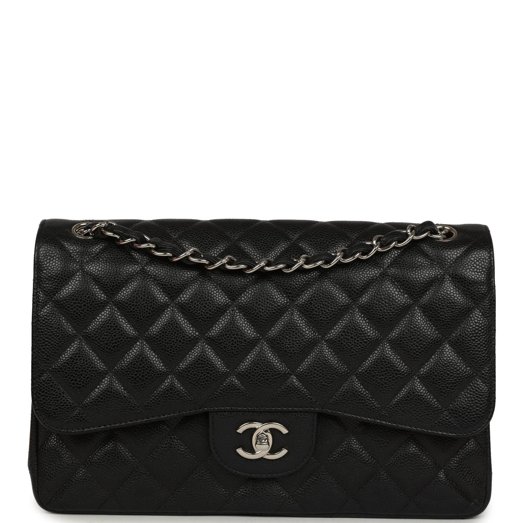 Jumbo Classic Double Flap Bag Black Caviar Silver Hardware