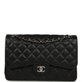 Jumbo Classic Double Flap Bag Black Caviar Silver Hardware