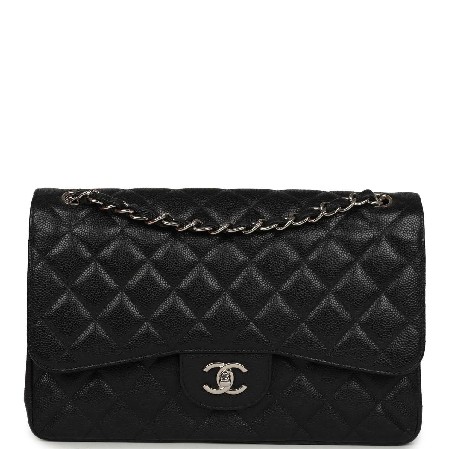 Jumbo Classic Double Flap Bag Black Caviar Silver Hardware