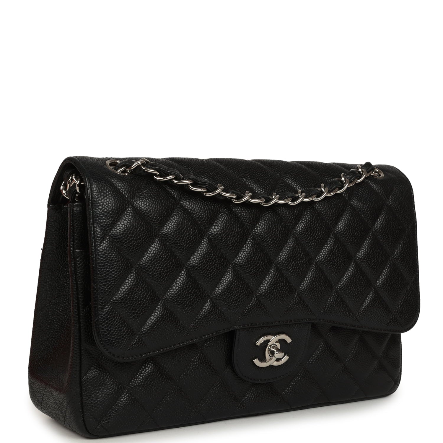 Jumbo Classic Double Flap Bag Black Caviar Silver Hardware