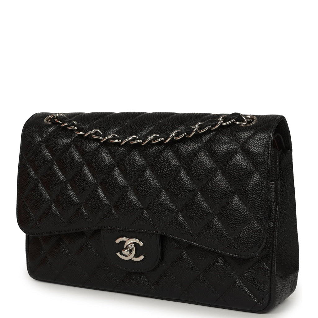 Jumbo Classic Double Flap Bag Black Caviar Silver Hardware