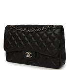 Jumbo Classic Double Flap Bag Black Caviar Silver Hardware