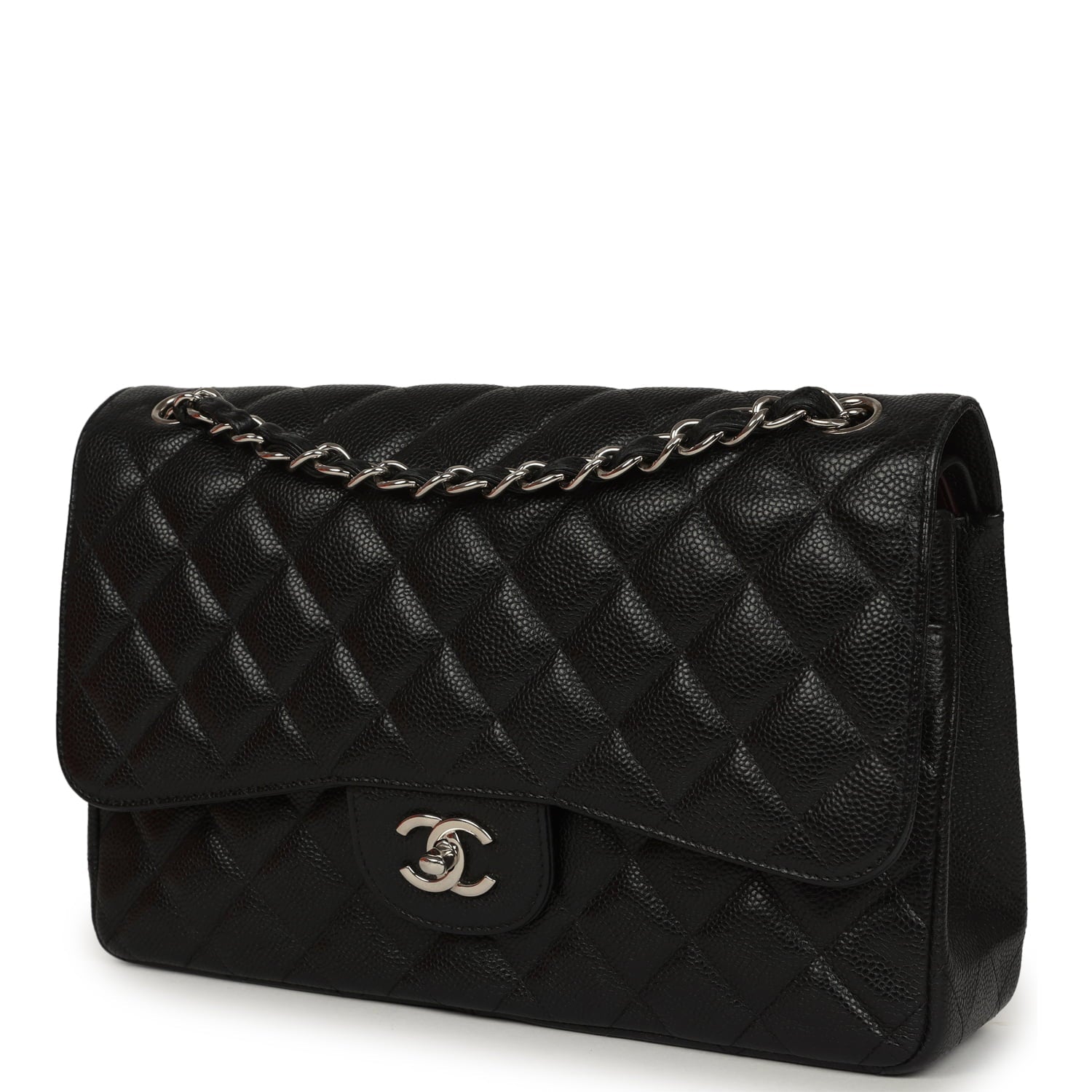 Jumbo Classic Double Flap Bag Black Caviar Silver Hardware