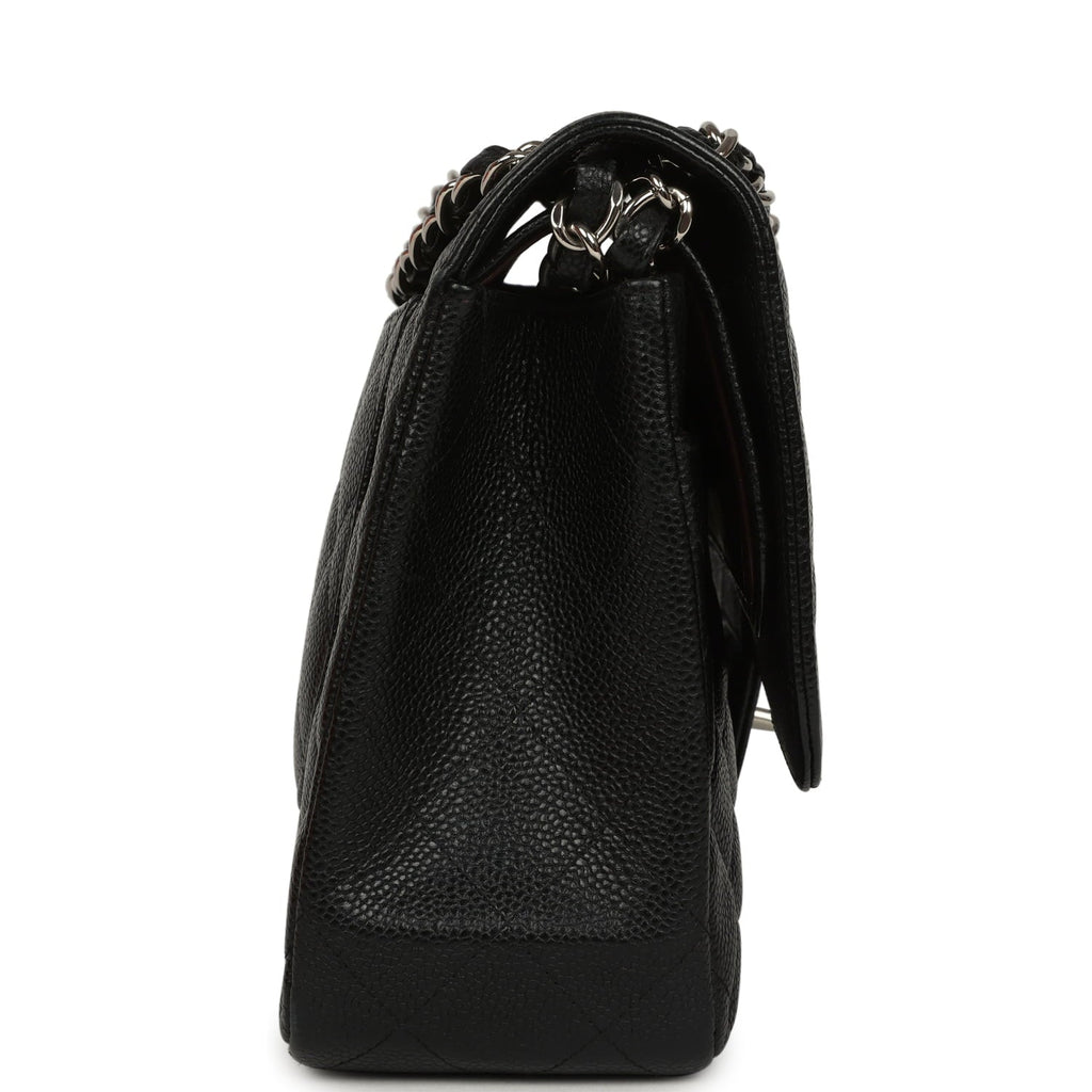 Jumbo Classic Double Flap Bag Black Caviar Silver Hardware