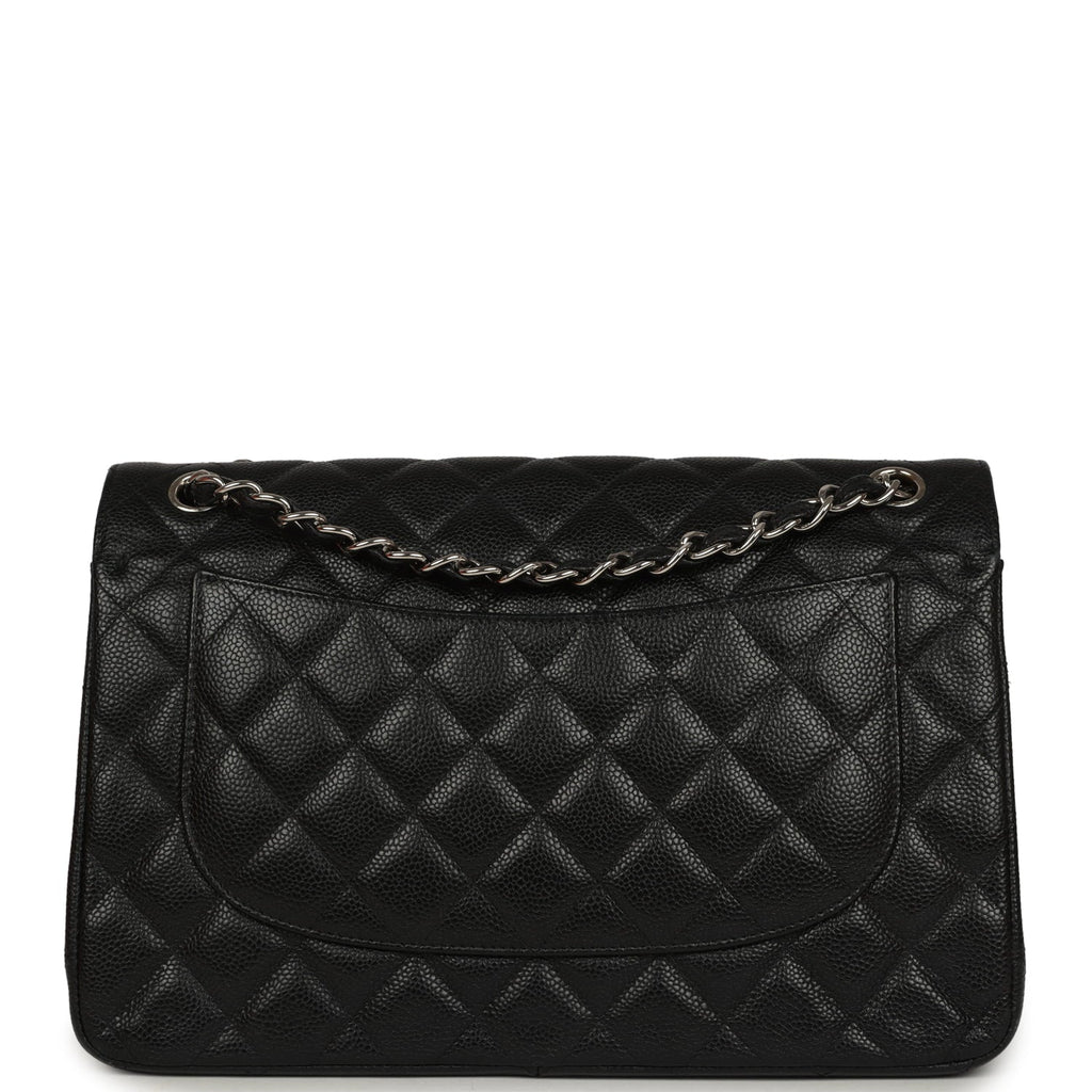 Jumbo Classic Double Flap Bag Black Caviar Silver Hardware