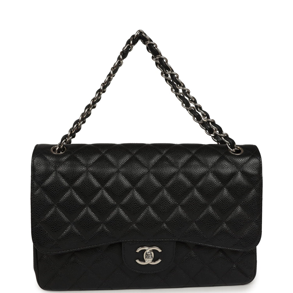 Jumbo Classic Double Flap Bag Black Caviar Silver Hardware