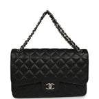 Jumbo Classic Double Flap Bag Black Caviar Silver Hardware