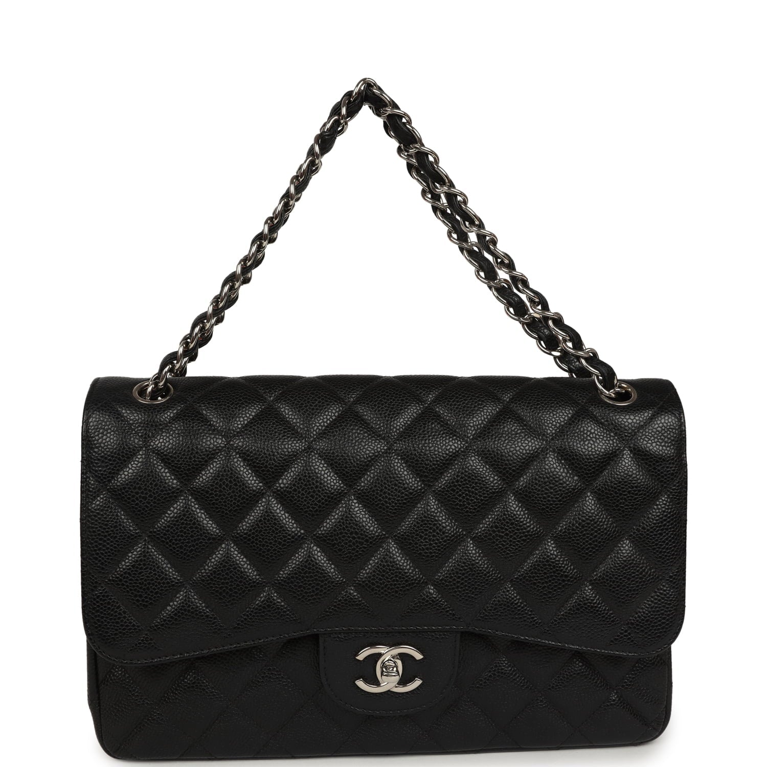 Jumbo Classic Double Flap Bag Black Caviar Silver Hardware