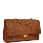 Maxi "Crush" Reissue 225 2.55 Double Flap Bag Camel Patinated Calfskin Gold Hardware