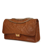 Maxi "Crush" Reissue 225 2.55 Double Flap Bag Camel Patinated Calfskin Gold Hardware