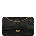 Maxi "Crush" Reissue 225 2.55 Double Flap Bag Black Lambskin Gold Hardware