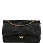 Maxi "Crush" Reissue 225 2.55 Double Flap Bag Black Lambskin Gold Hardware