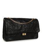 Maxi "Crush" Reissue 225 2.55 Double Flap Bag Black Lambskin Gold Hardware