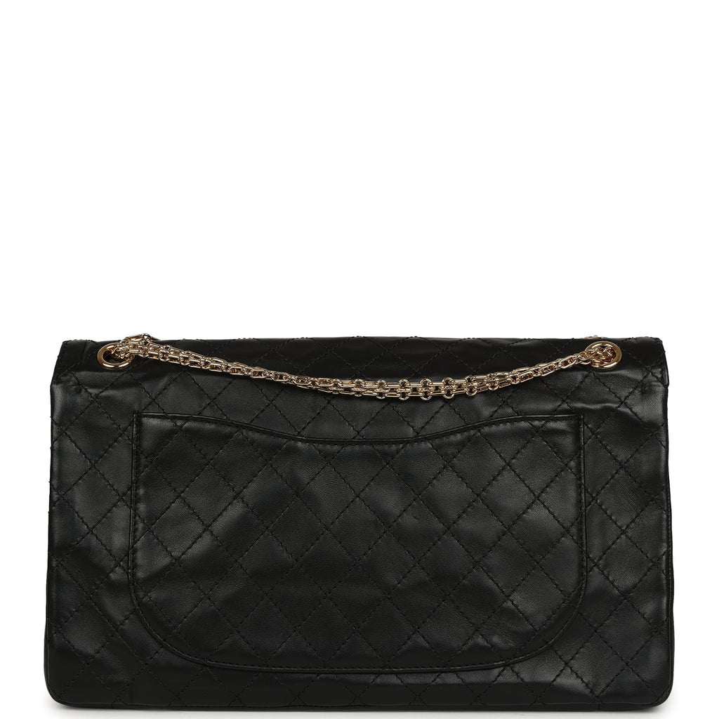 Maxi "Crush" Reissue 225 2.55 Double Flap Bag Black Lambskin Gold Hardware