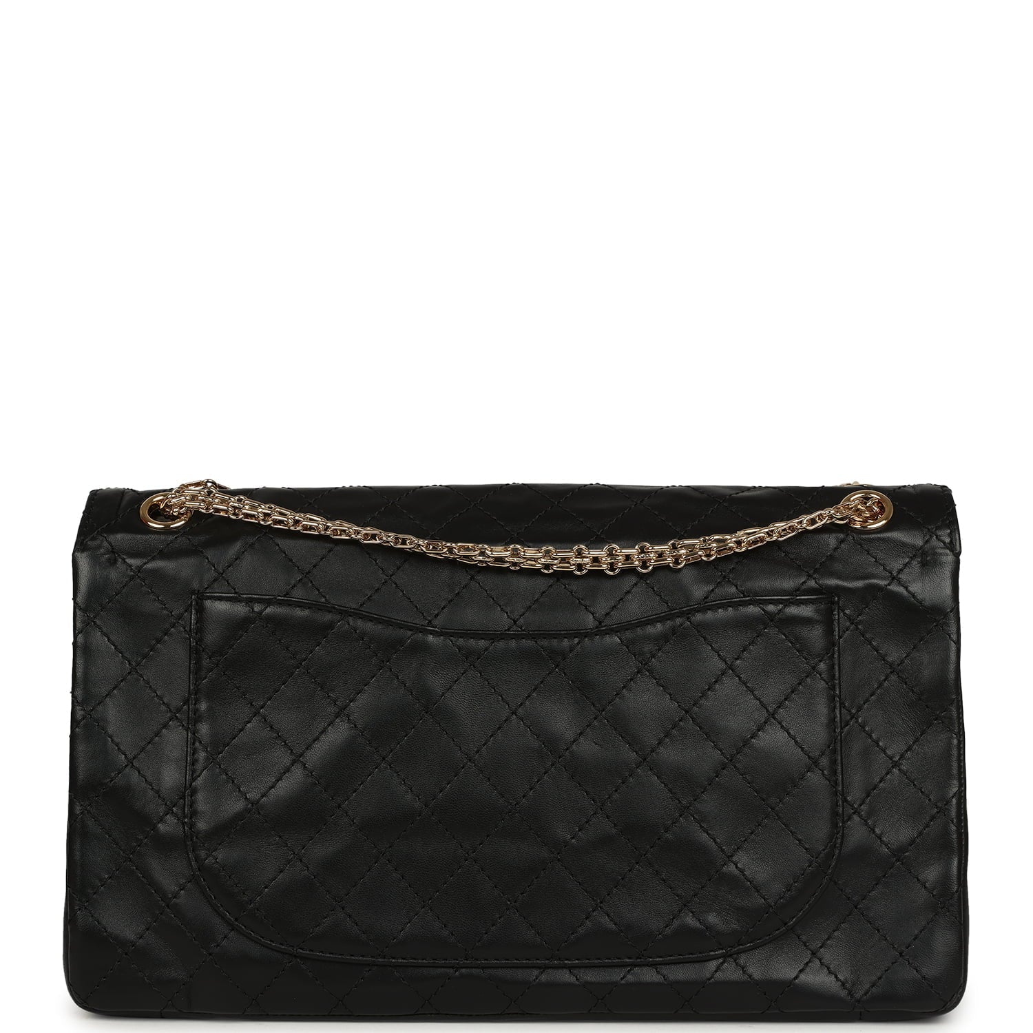 Maxi "Crush" Reissue 225 2.55 Double Flap Bag Black Lambskin Gold Hardware