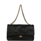 Maxi "Crush" Reissue 225 2.55 Double Flap Bag Black Lambskin Gold Hardware