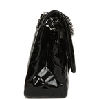 Jumbo Classic Double Flap Bag Black Patent Silver Hardware