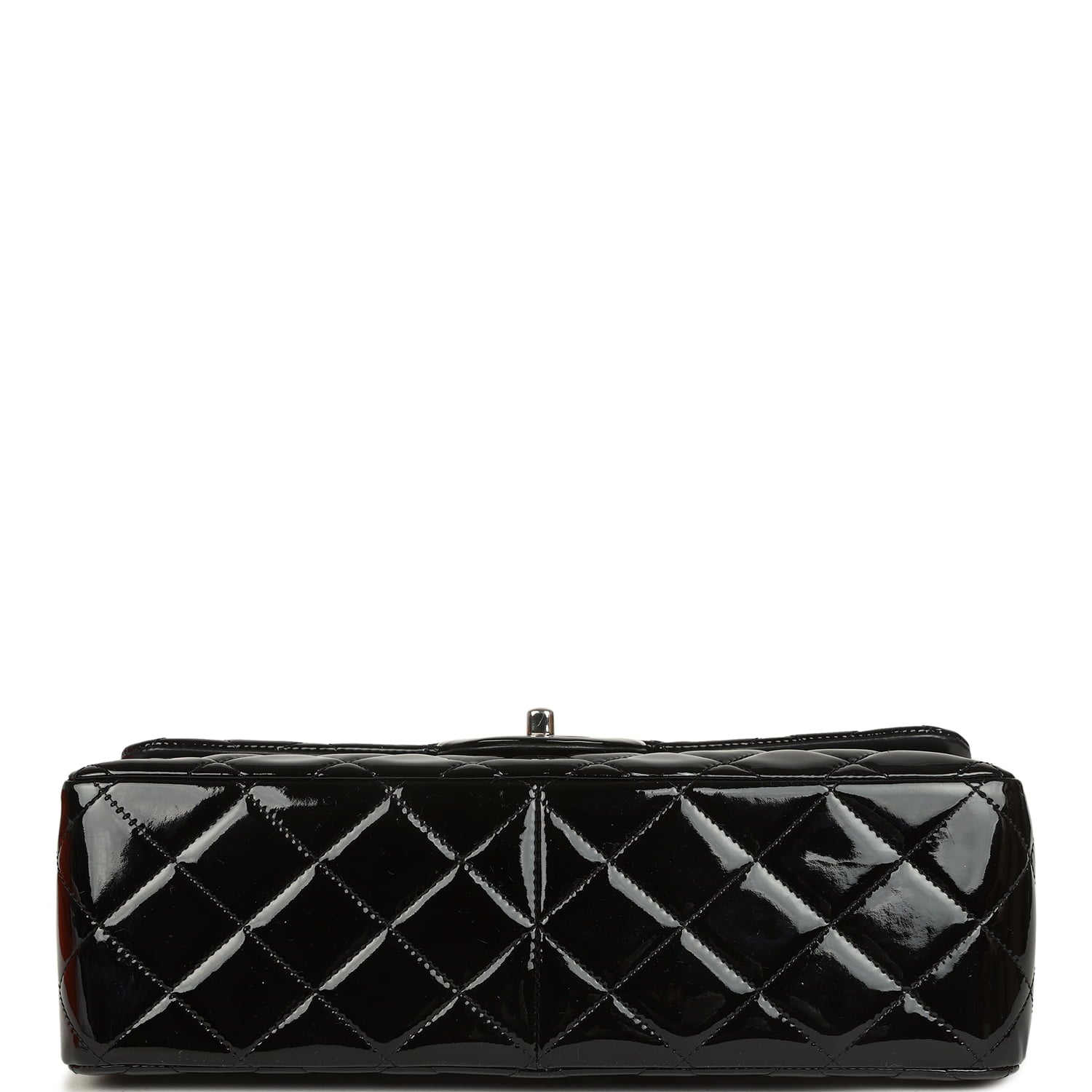Jumbo Classic Double Flap Bag Black Patent Silver Hardware