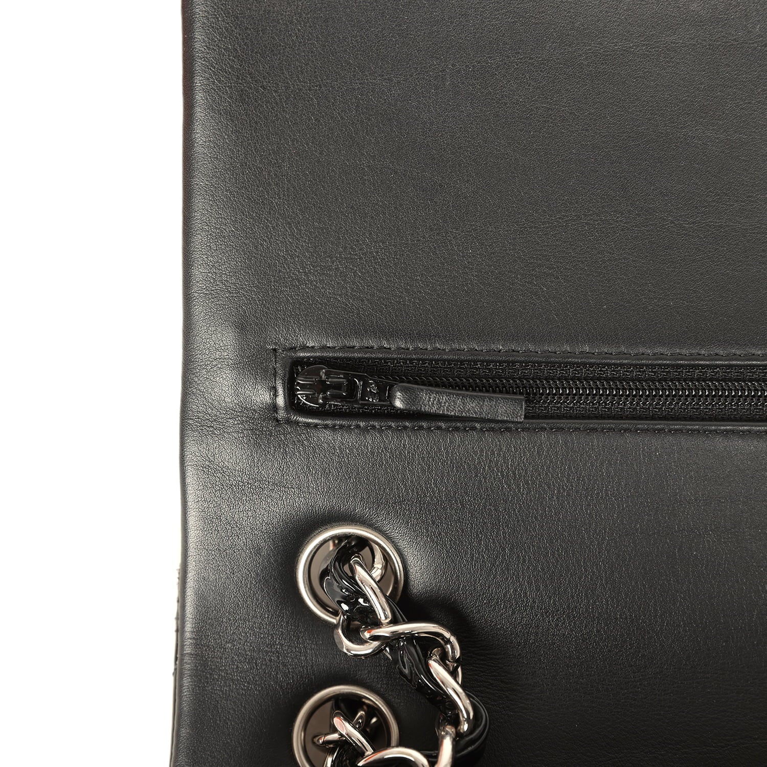 Jumbo Classic Double Flap Bag Black Patent Silver Hardware