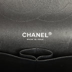 Jumbo Classic Double Flap Bag Black Patent Silver Hardware