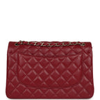 Jumbo Classic Double Flap Bag Burgundy Lambskin Light Gold Hardware