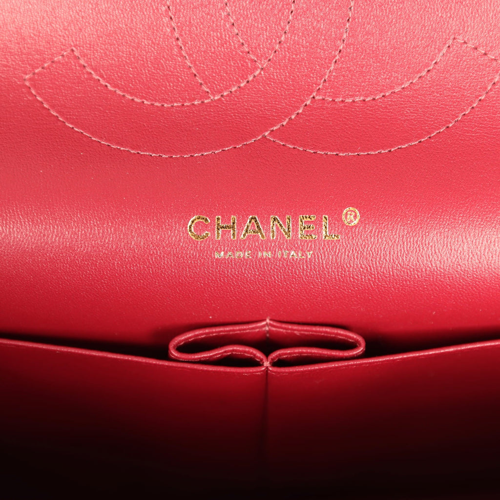 Jumbo Classic Double Flap Bag Burgundy Lambskin Light Gold Hardware