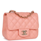 Mini Square Flap Pink Lambskin Light Gold Hardware