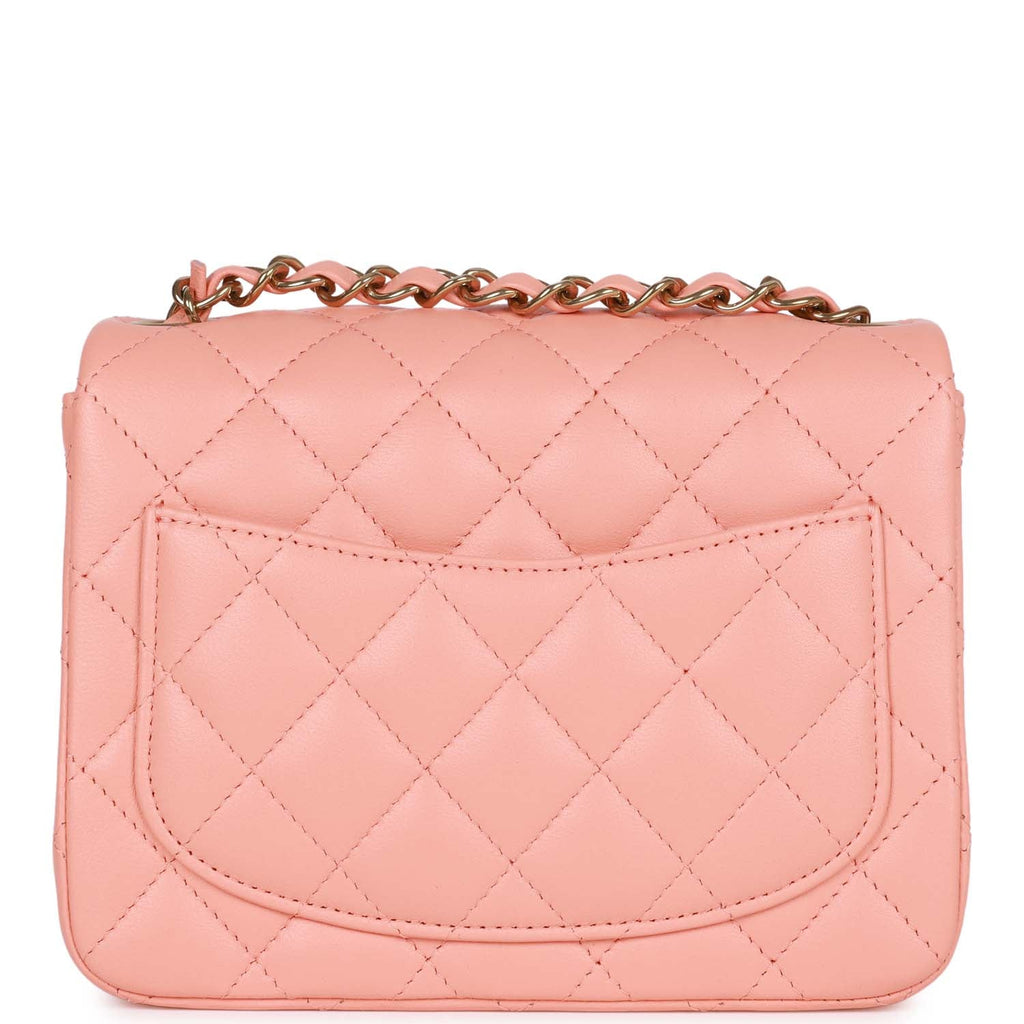 Mini Square Flap Pink Lambskin Light Gold Hardware