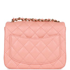 Mini Square Flap Pink Lambskin Light Gold Hardware