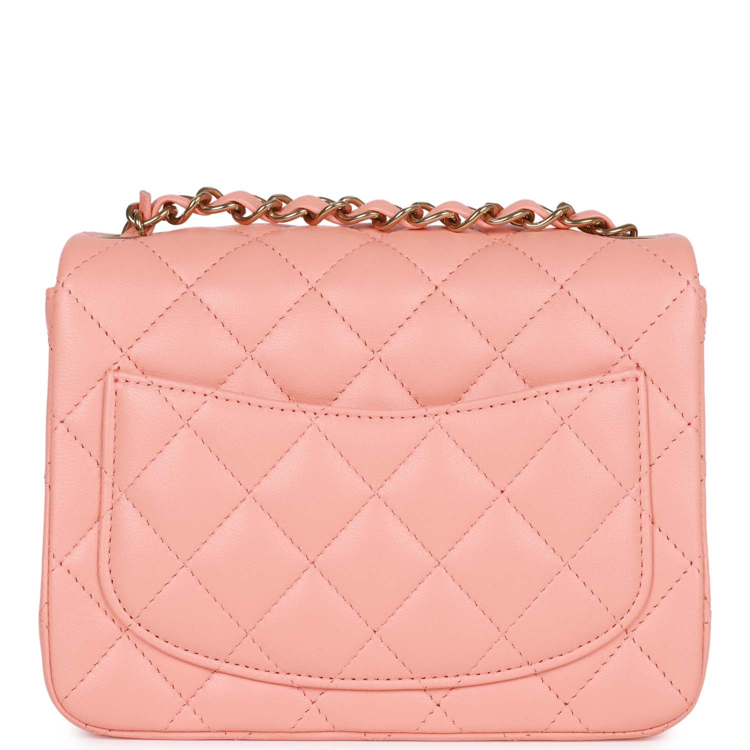 Mini Square Flap Pink Lambskin Light Gold Hardware