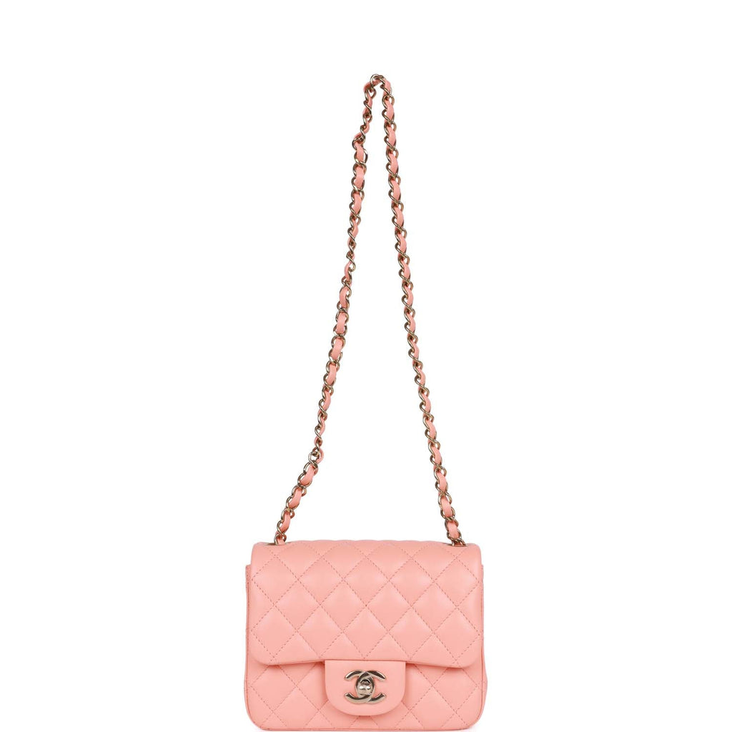 Mini Square Flap Pink Lambskin Light Gold Hardware